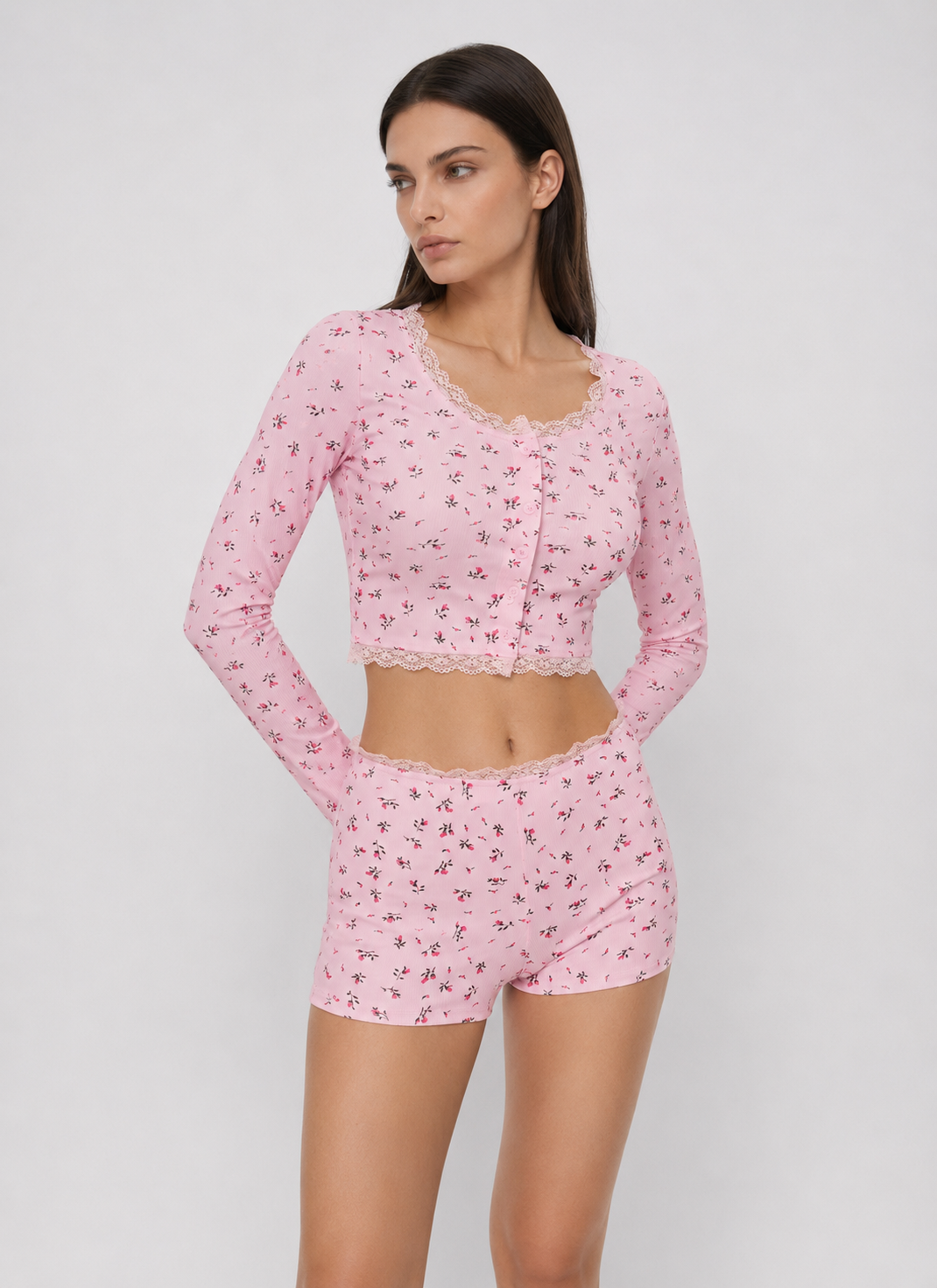 Conjunto de Pijama Floral Soft Girl