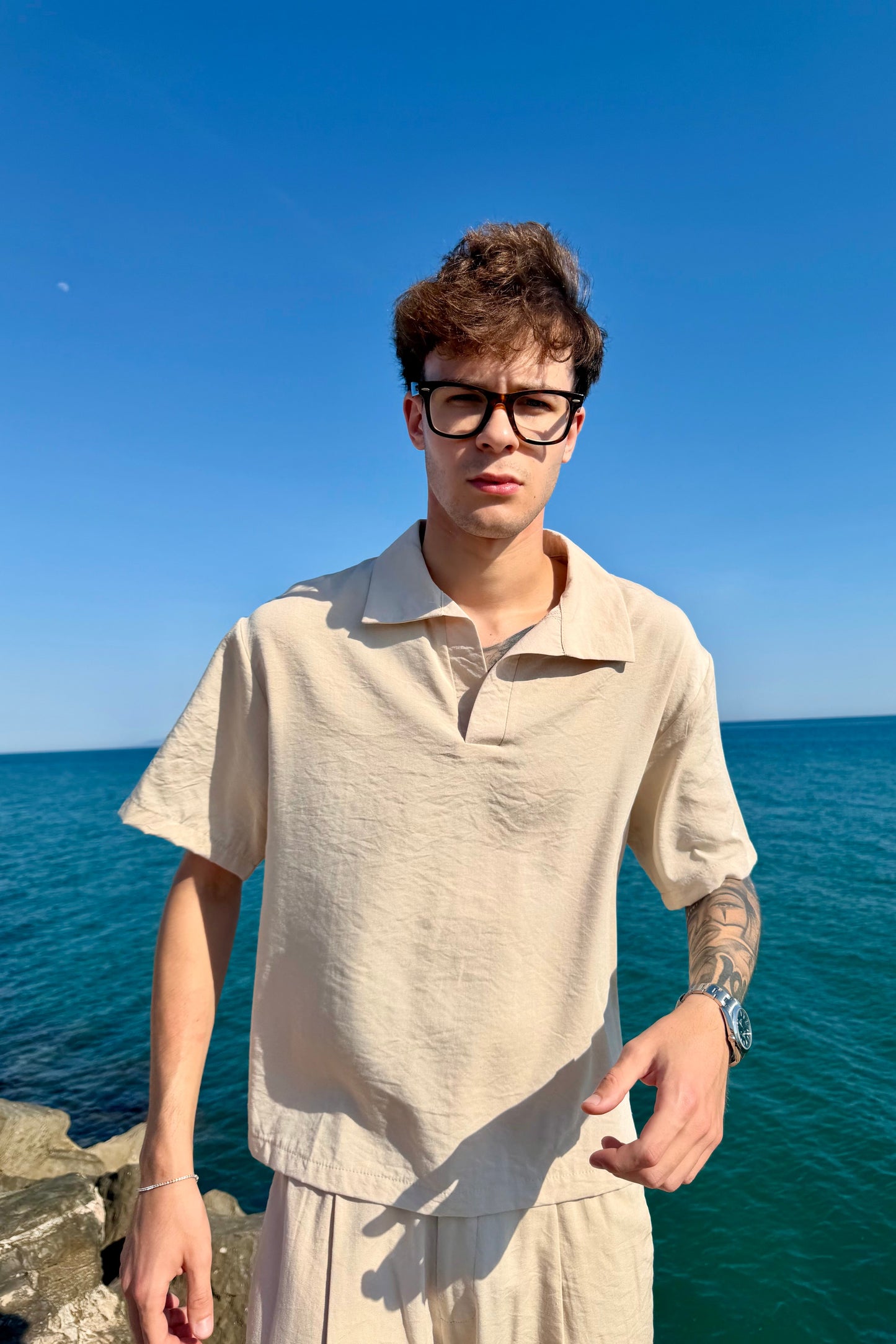 Polo Cancún en Lino Beige