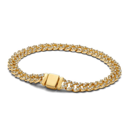Pavé Cubano Pulsera | Oro