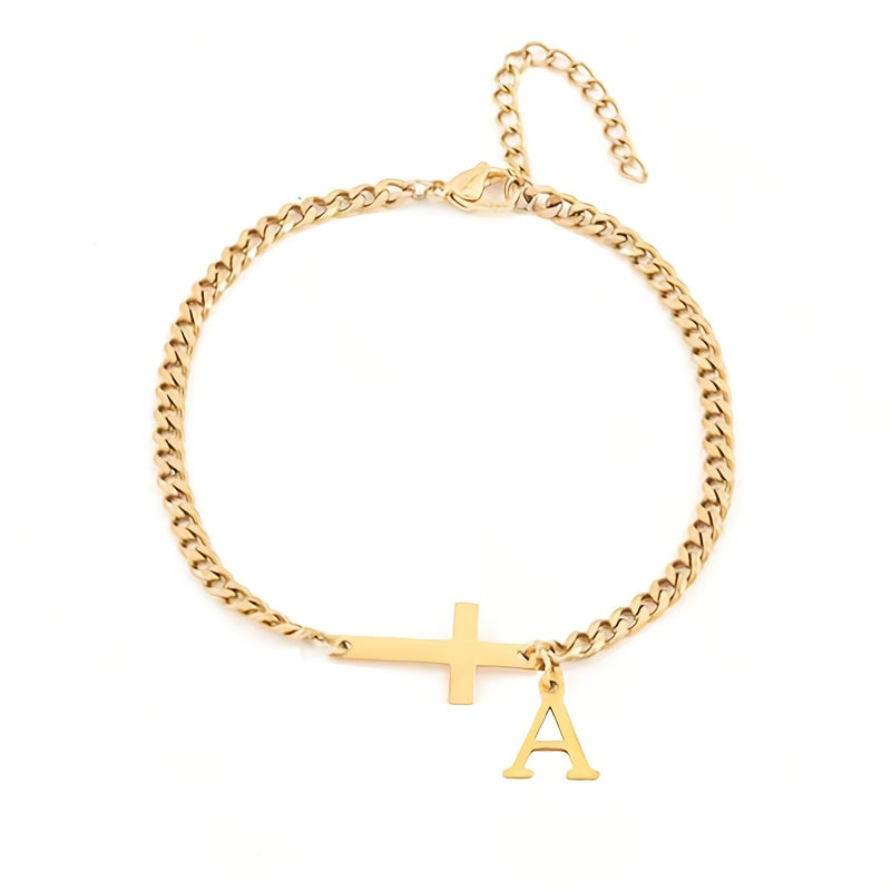 Inicial Cruz Pulsera | Oro