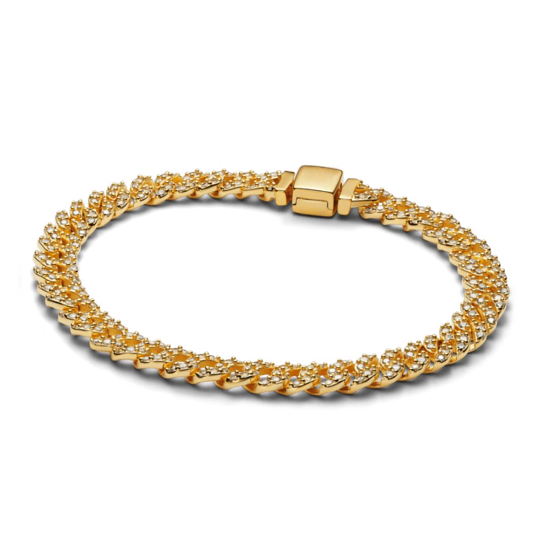 Pavé Cubano Pulsera | Oro