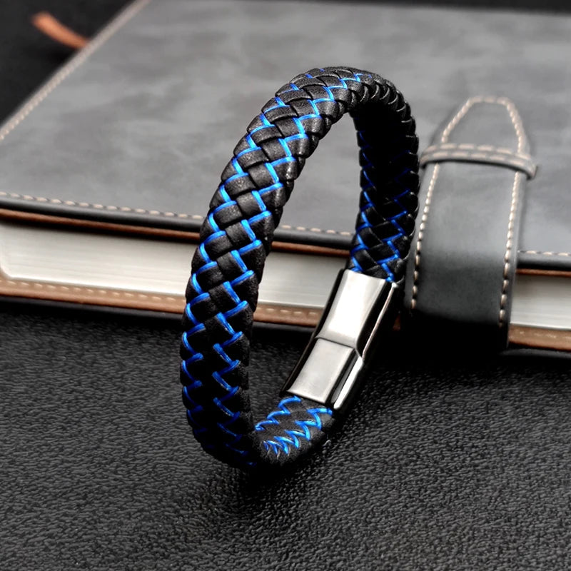 Pulsera trenzada de cuero para hombre