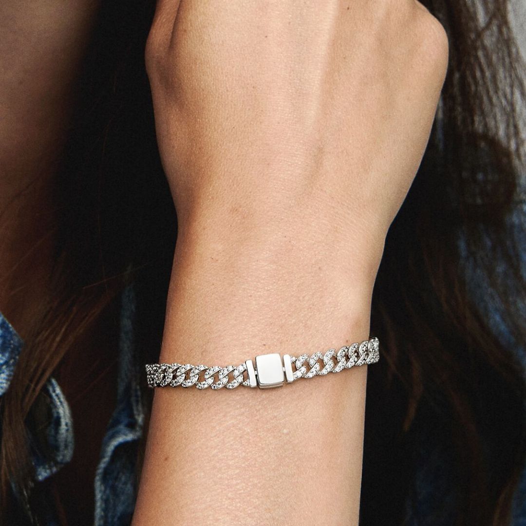 Pavé Cubano Pulsera | Oro