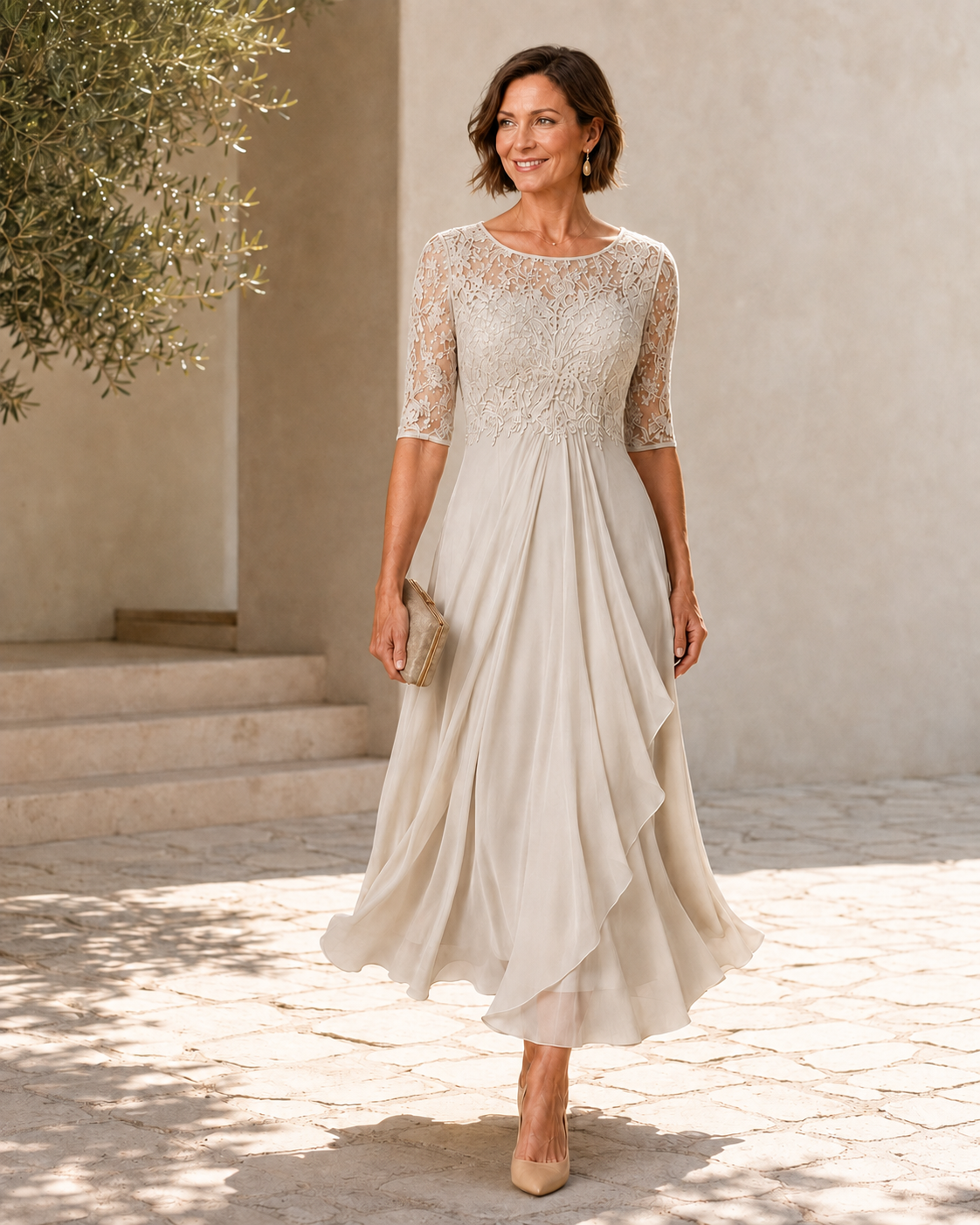 Rose – Vestido midi de encaje favorecedor