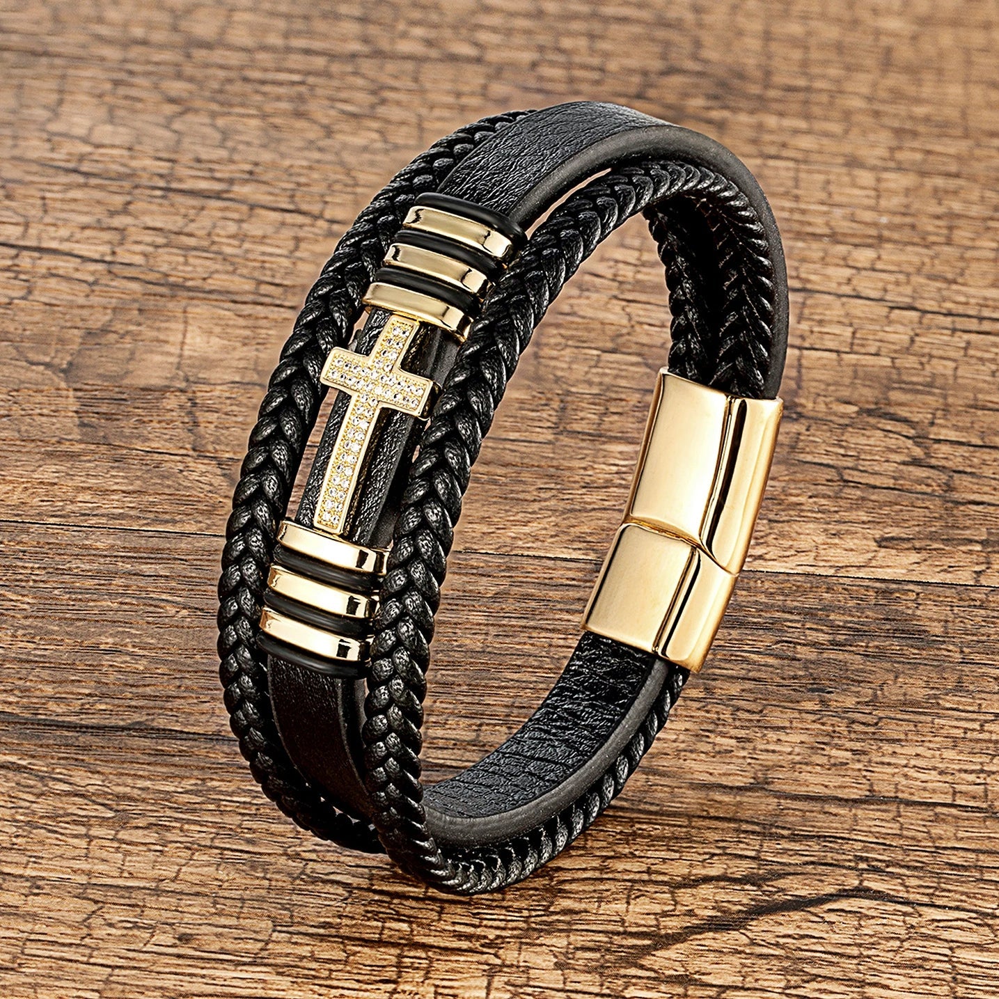 Pulsera clásica con colgante de la cruz de Jesús