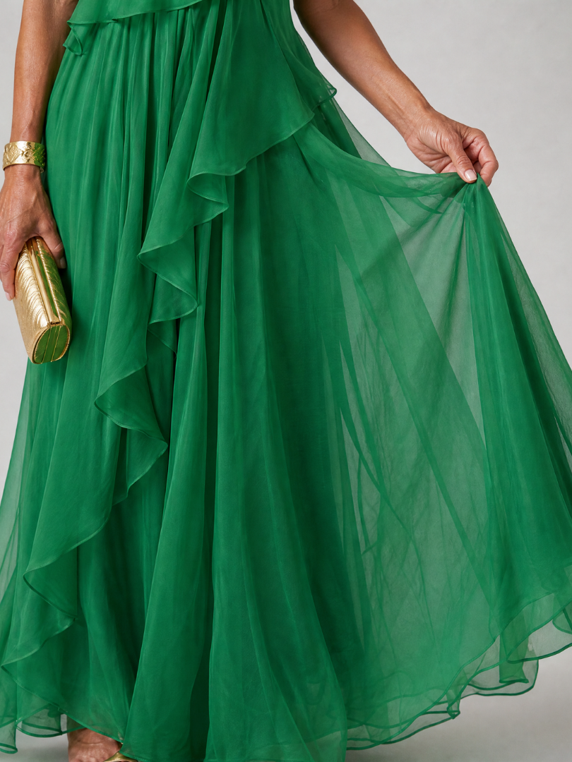 Elena™ | Vestido Largo de Gasa de Un Solo Hombro