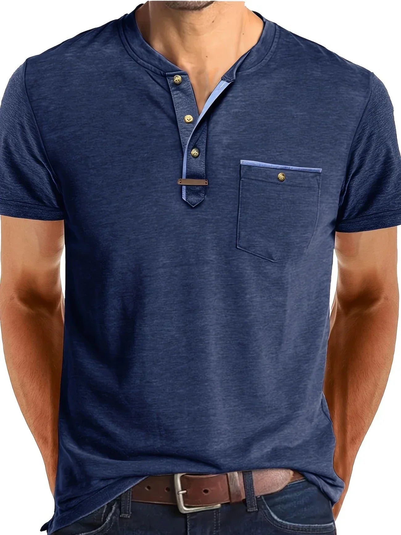 Varel | T-shirt elegante con scollo rotondo e tasca