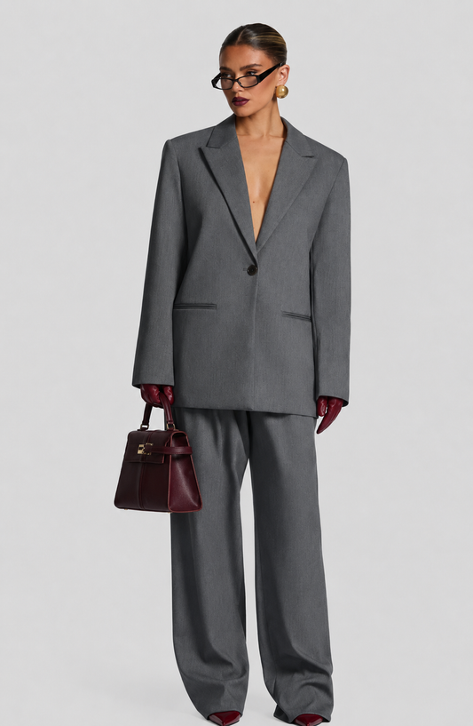 Lucía™ - Blazer Sastre en Gris Marengo de Corte Boxy