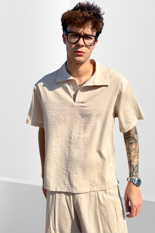 Polo Cancún en Lino Beige