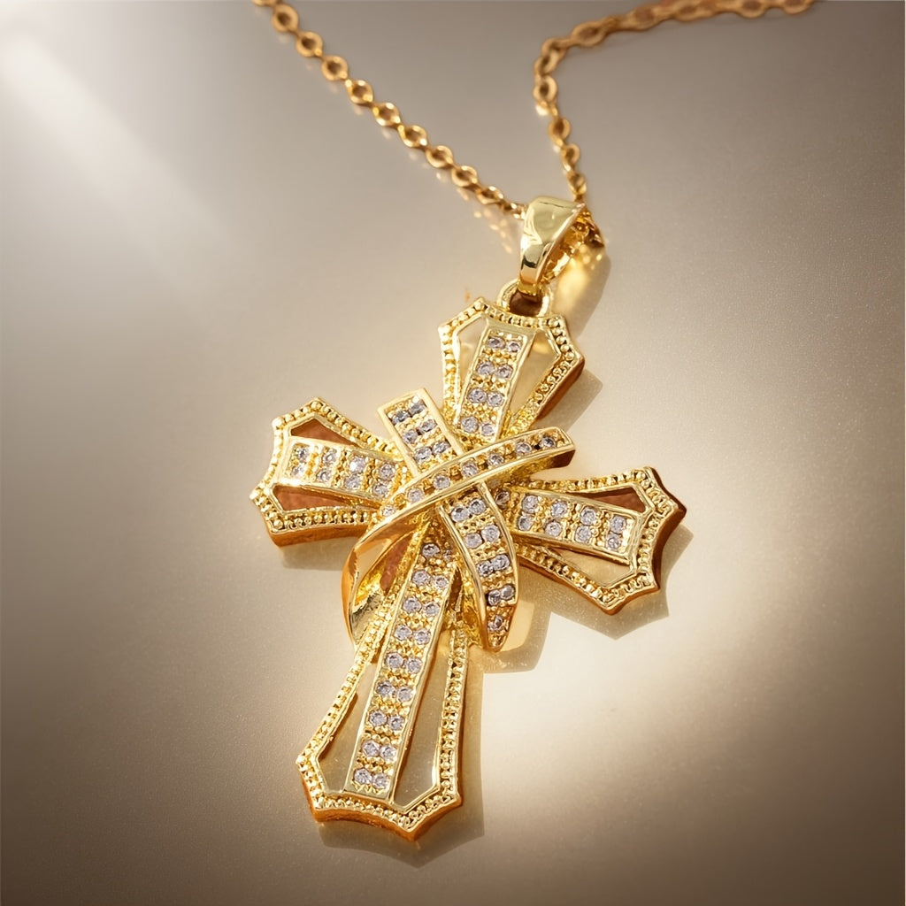 Radiante Cruz Colgante Collar | Oro