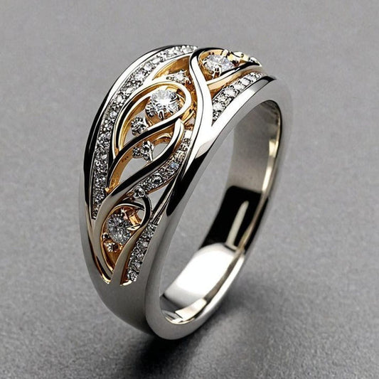 Anillo Escultural Dorado y Plateado