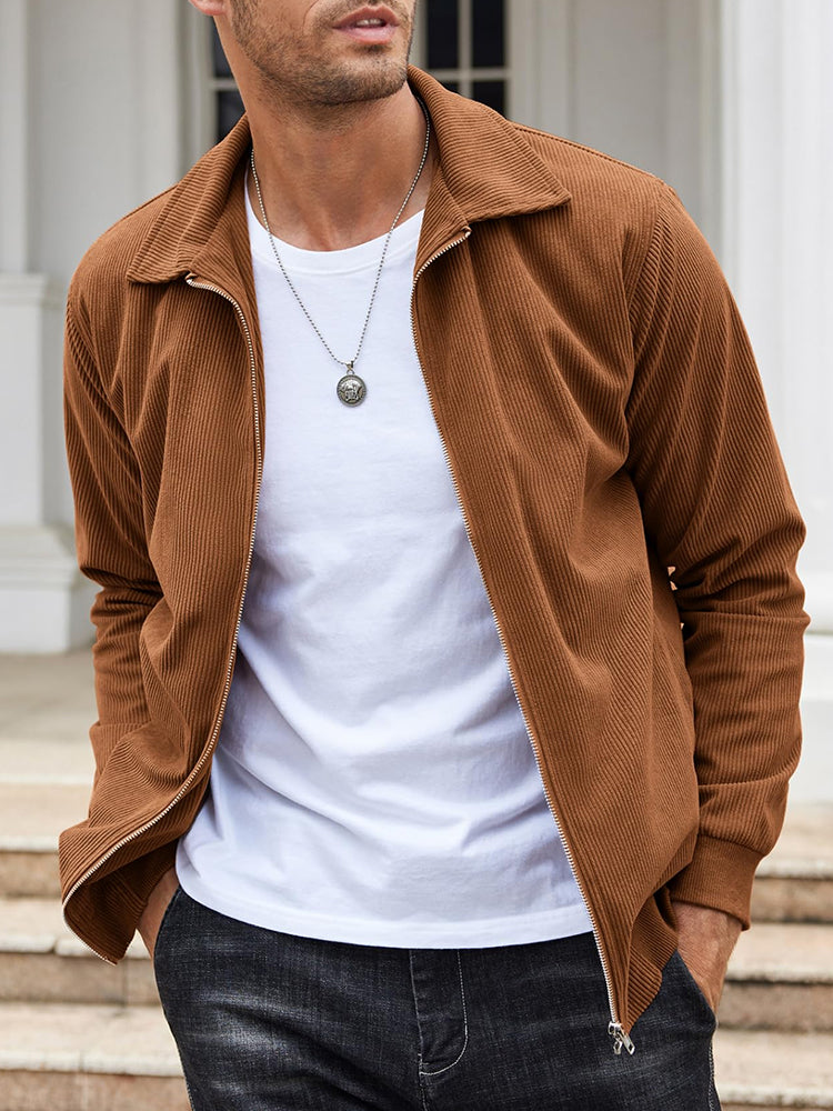 Chaqueta Bomber Informal de Pana con Cremallera