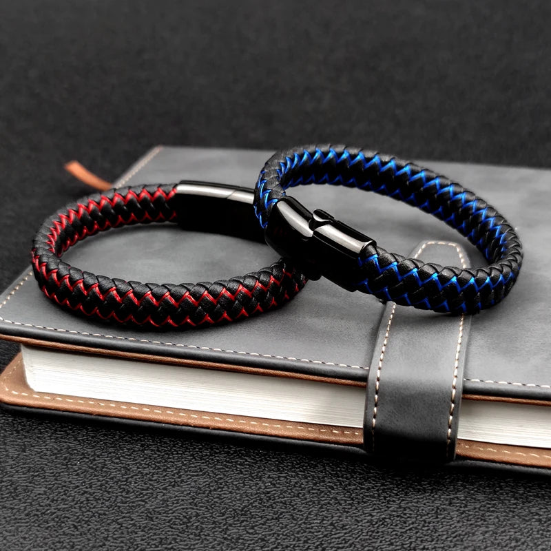 Pulsera trenzada de cuero para hombre