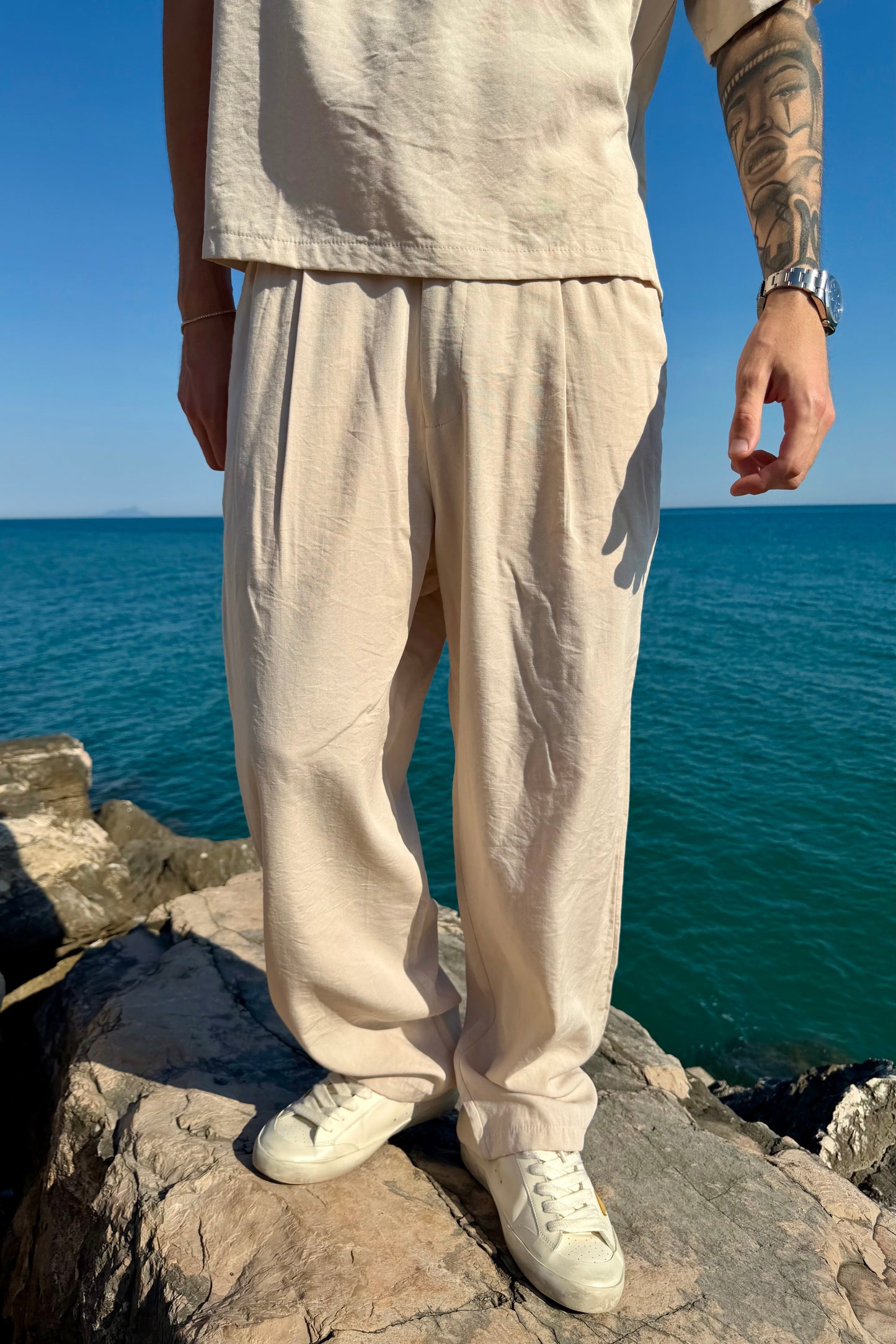 Pantalone Cancún In Lino Beige