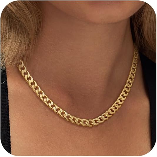 Chunky Cubano Eslabón Collar | Oro
