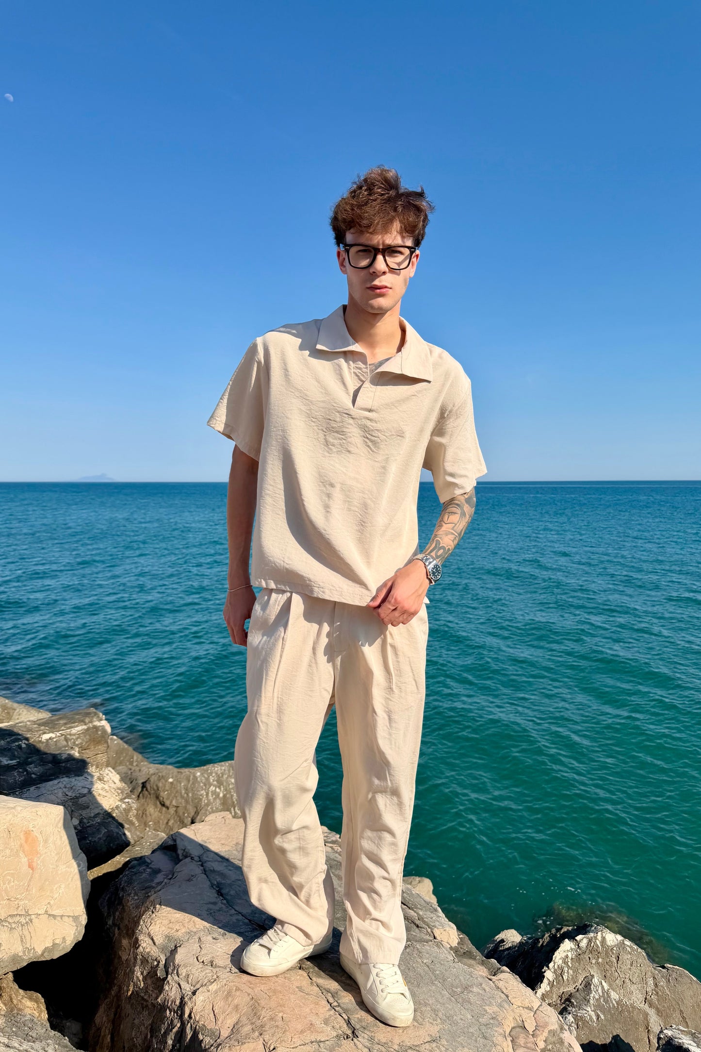 Polo Cancún en Lino Beige