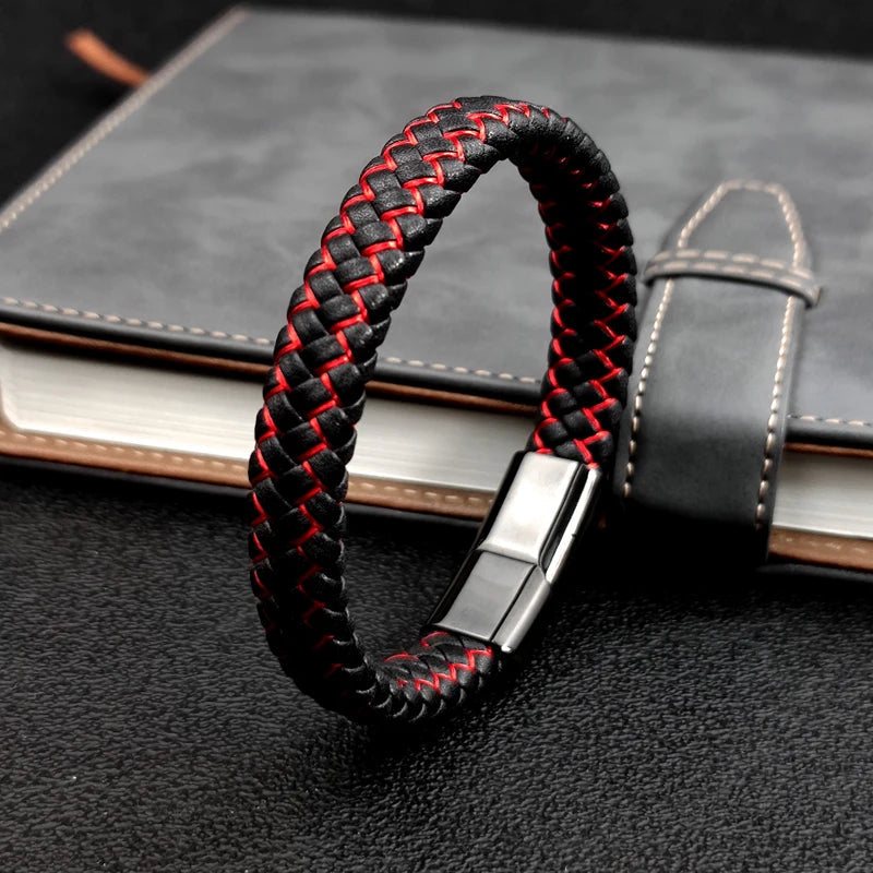 Pulsera trenzada de cuero para hombre