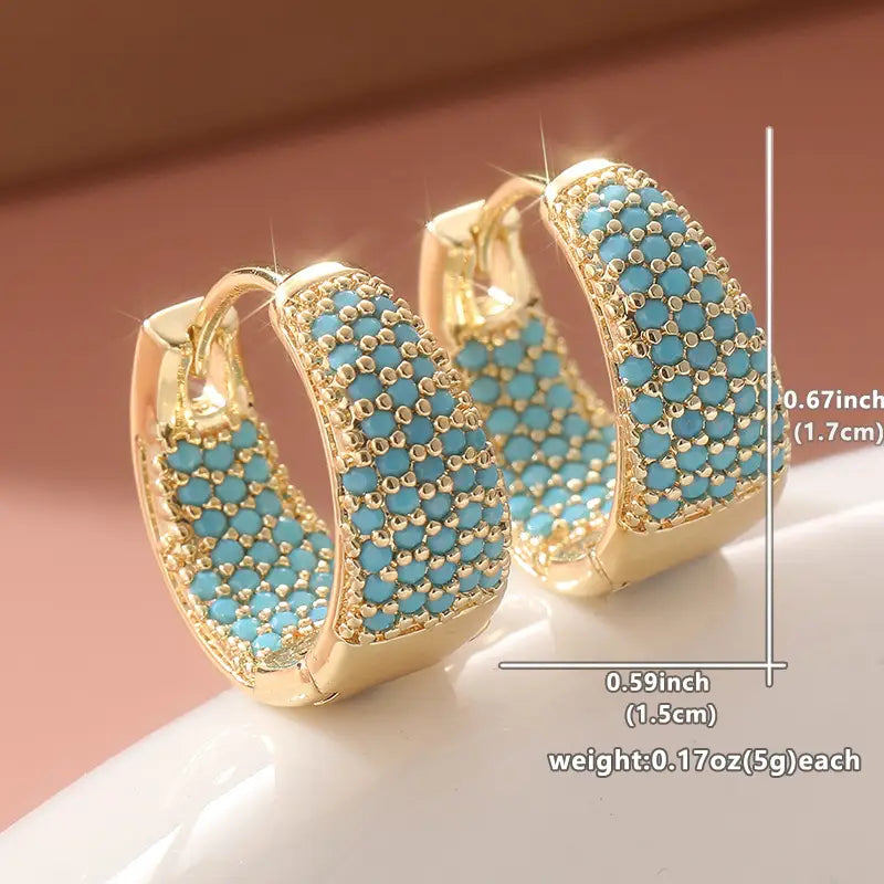 Golden-Tone Turquoise Con cuentas Aro Pendientes | Oro