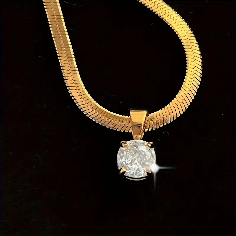 Elegante Rhinestone Colgante Collar | Oro