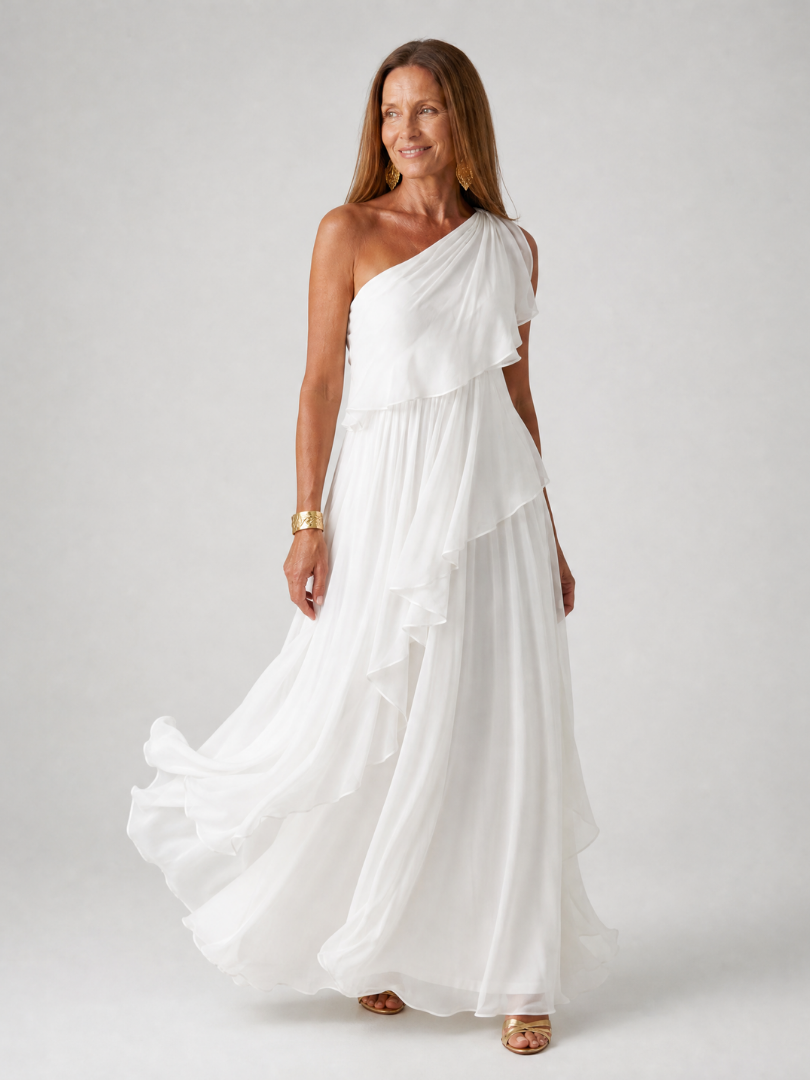 Elena™ | Vestido Largo de Gasa de Un Solo Hombro