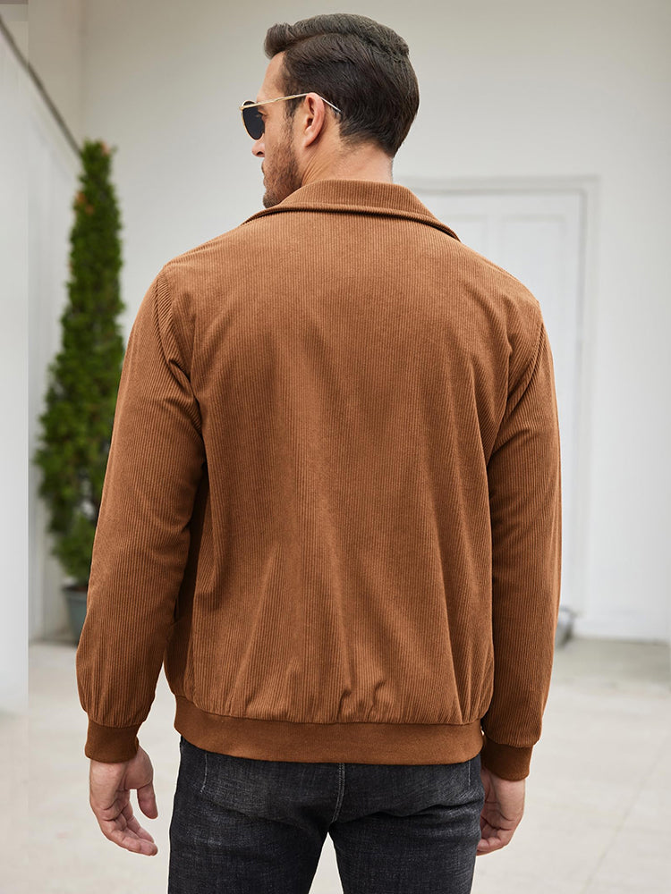 Chaqueta Bomber Informal de Pana con Cremallera