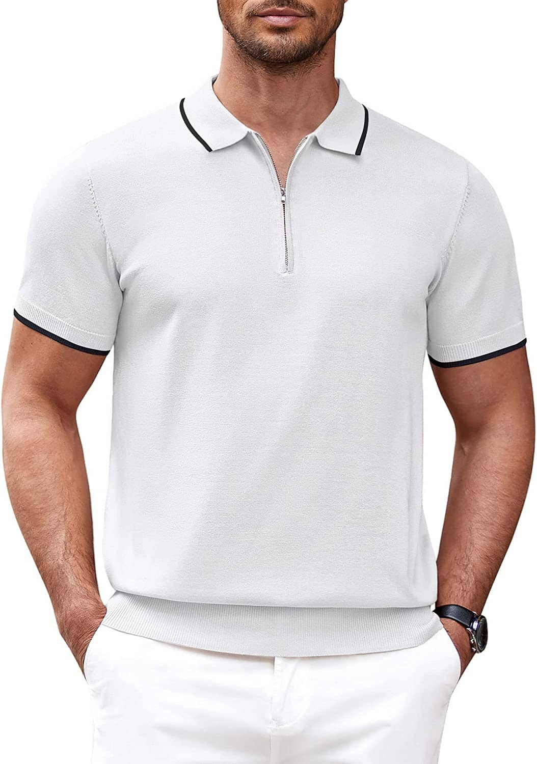Polo Clásico de Manga Corta con Cremallera