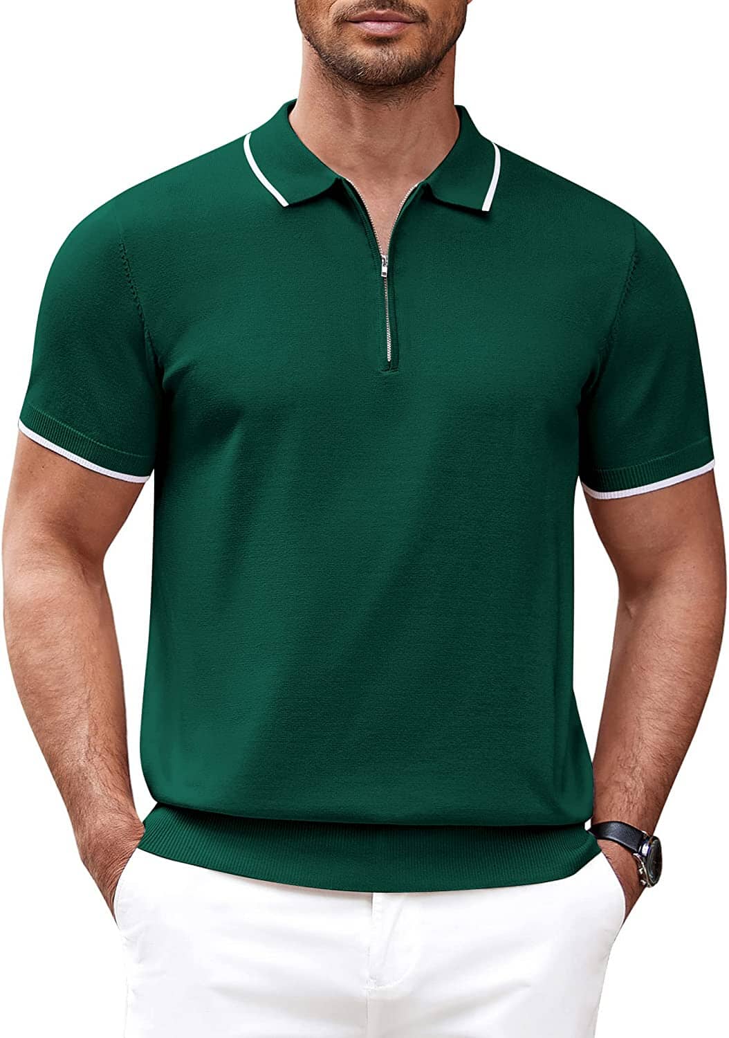 Polo Clásico de Manga Corta con Cremallera