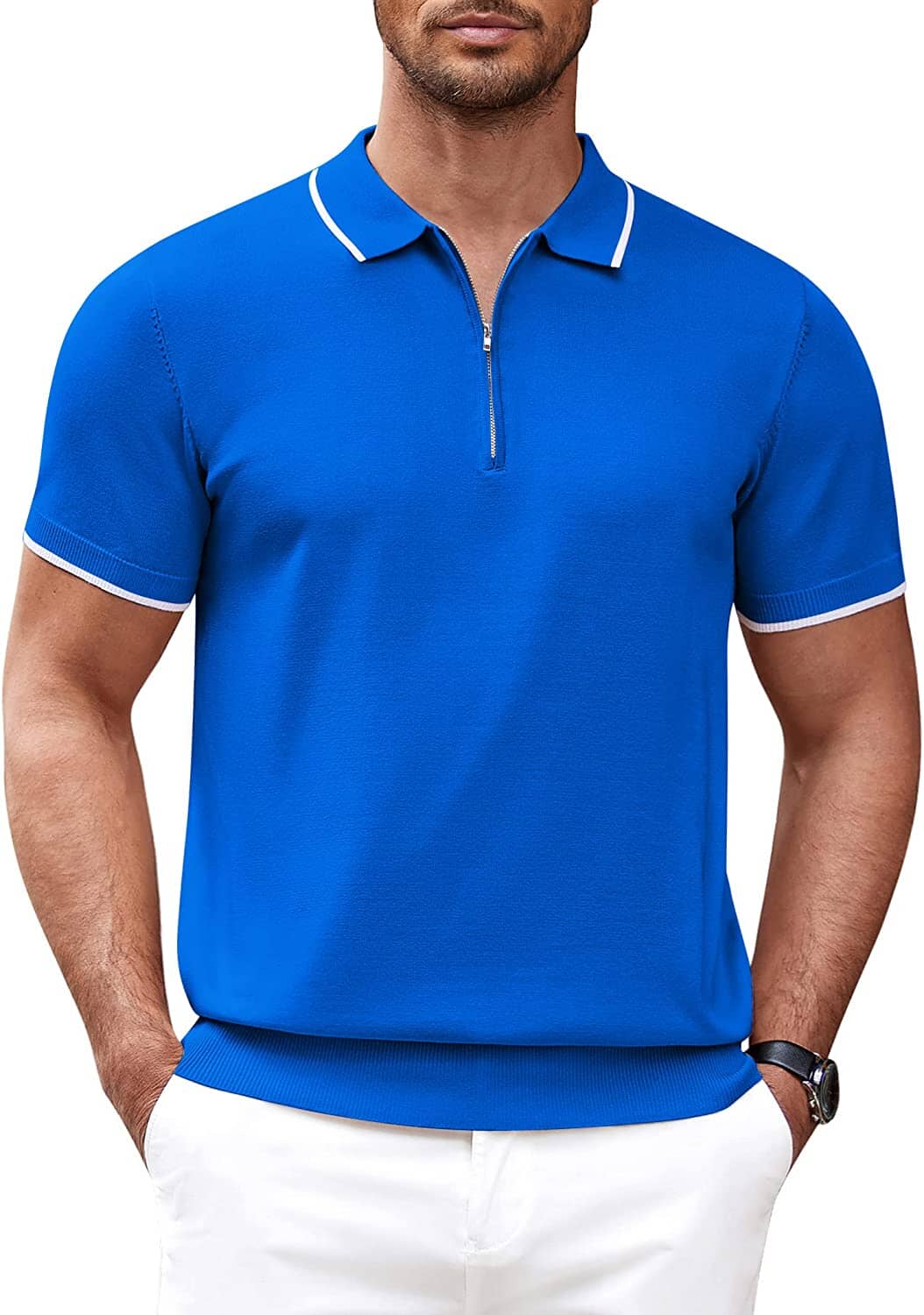 Polo Clásico de Manga Corta con Cremallera