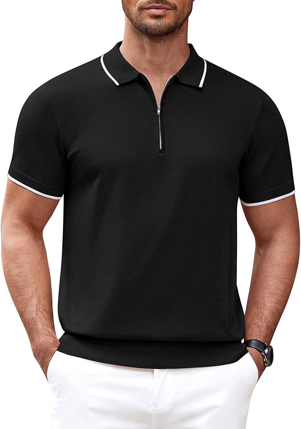 Polo Clásico de Manga Corta con Cremallera