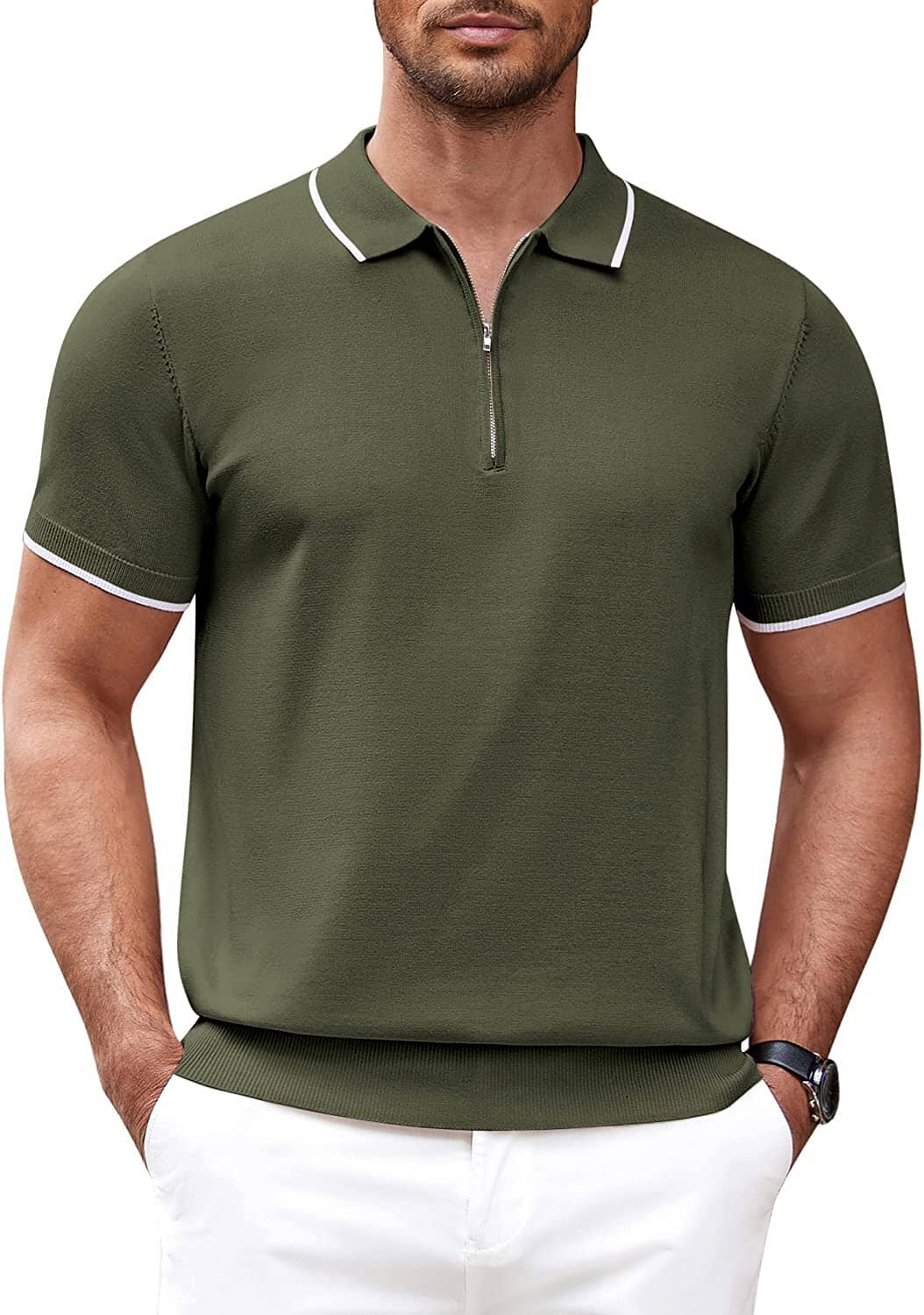 Polo Clásico de Manga Corta con Cremallera