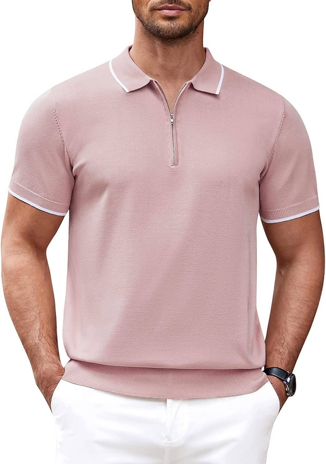Polo Clásico de Manga Corta con Cremallera
