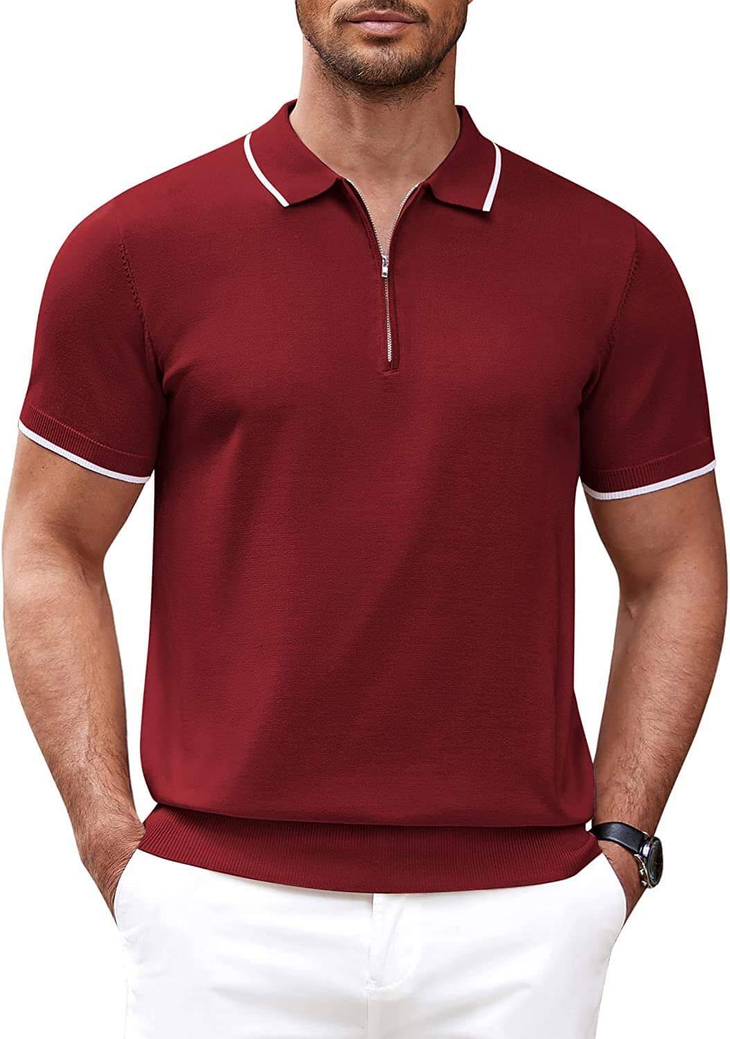 Polo Clásico de Manga Corta con Cremallera