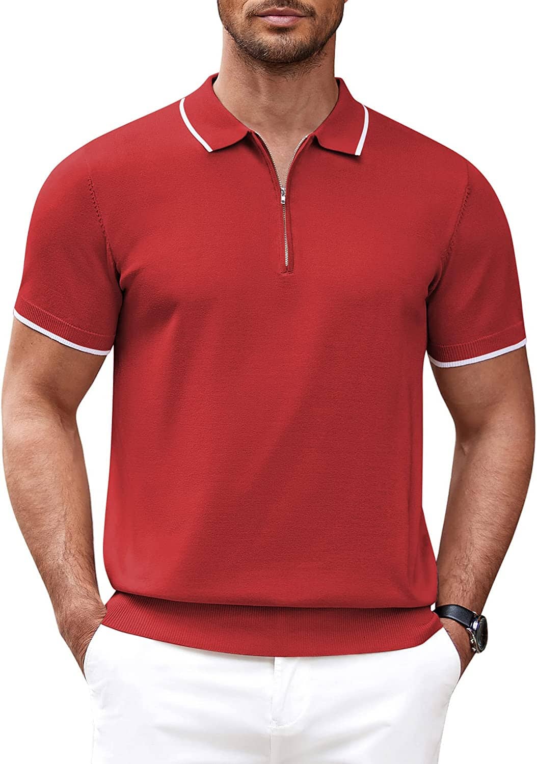 Polo Clásico de Manga Corta con Cremallera