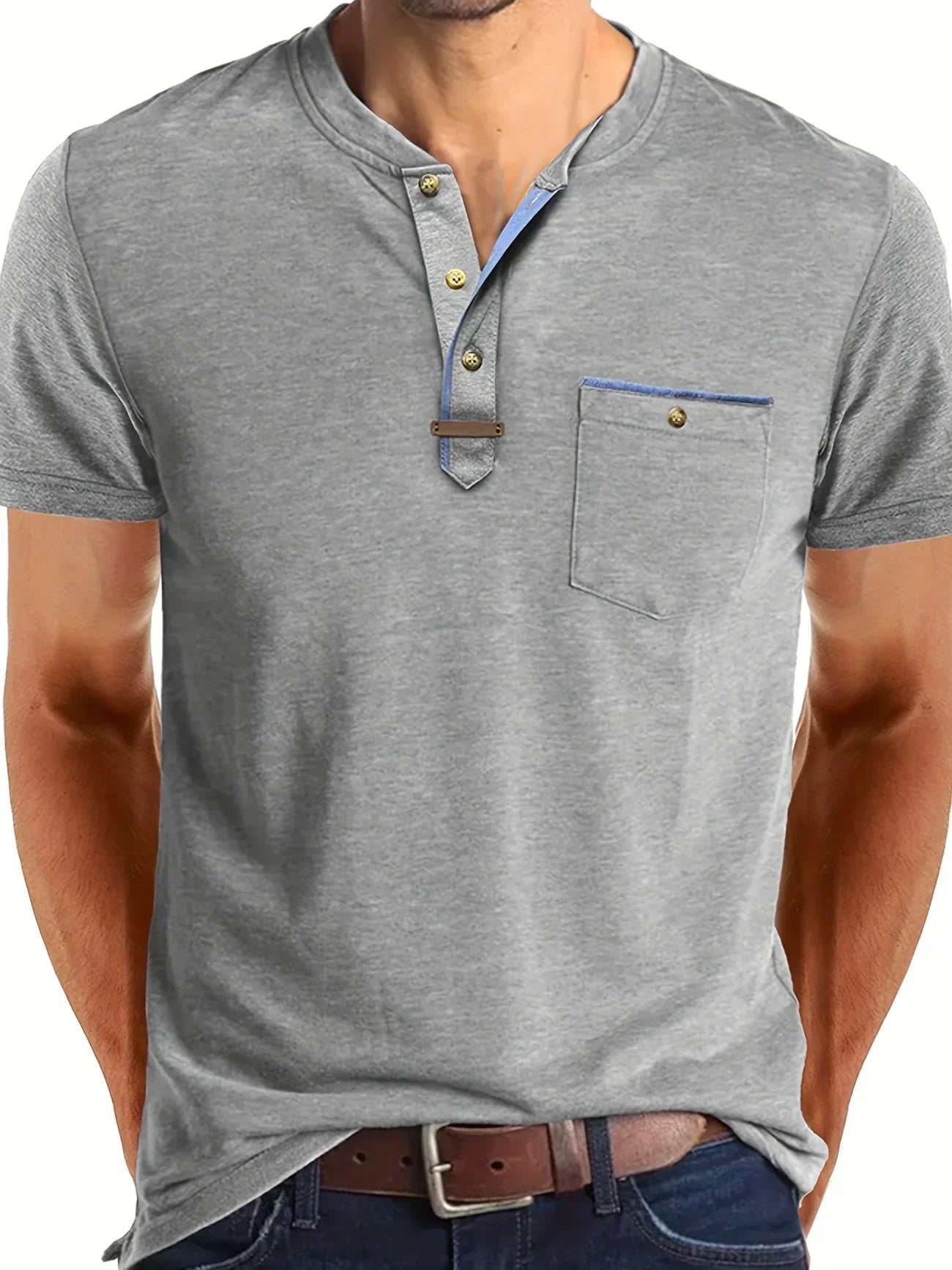 Varel | T-shirt elegante con scollo rotondo e tasca