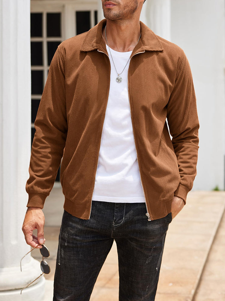 Chaqueta Bomber Informal de Pana con Cremallera
