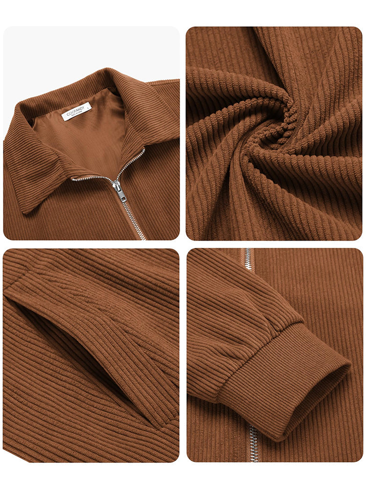 Chaqueta Bomber Informal de Pana con Cremallera