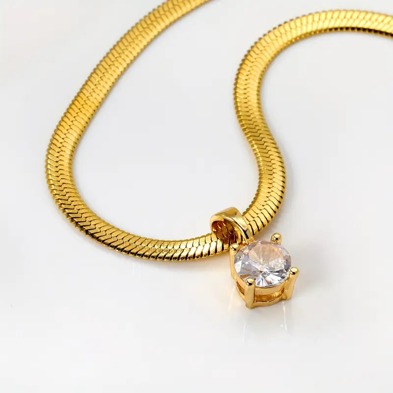 Elegante Rhinestone Colgante Collar | Oro