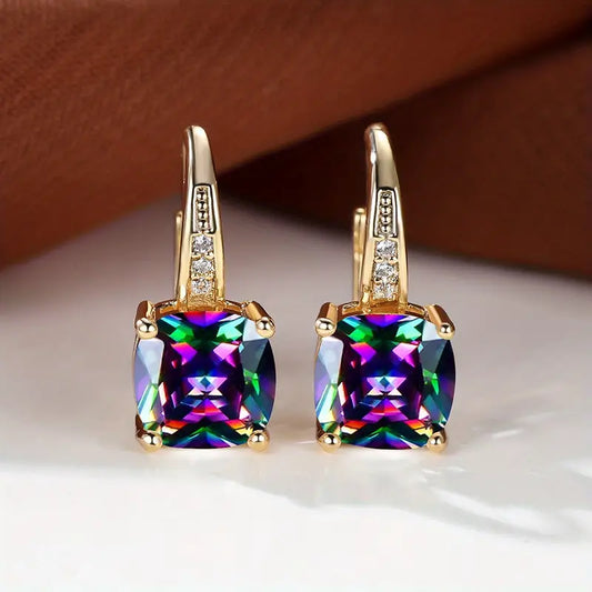Mystic Piedra Aro Pendientes | Oro