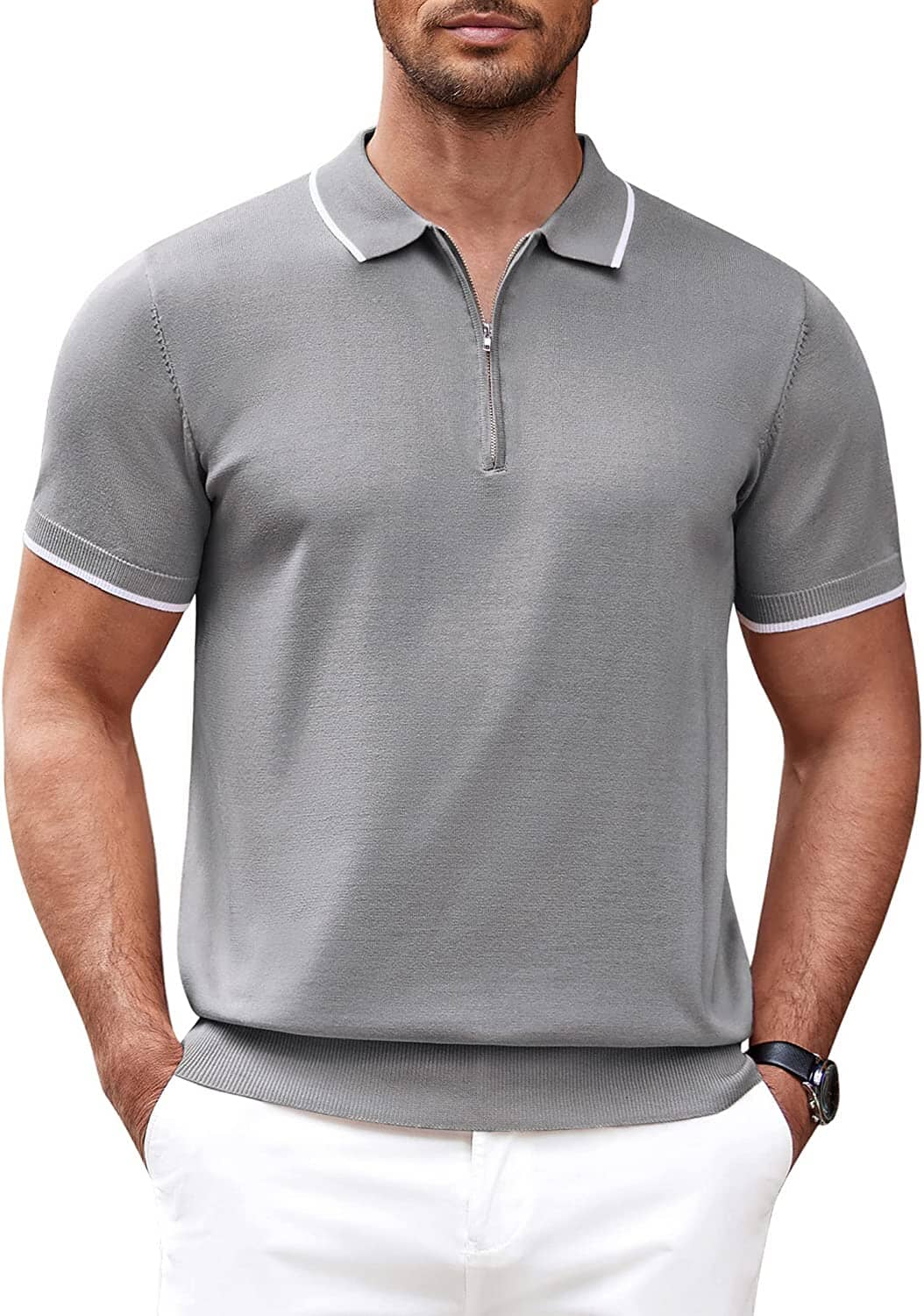 Polo Clásico de Manga Corta con Cremallera