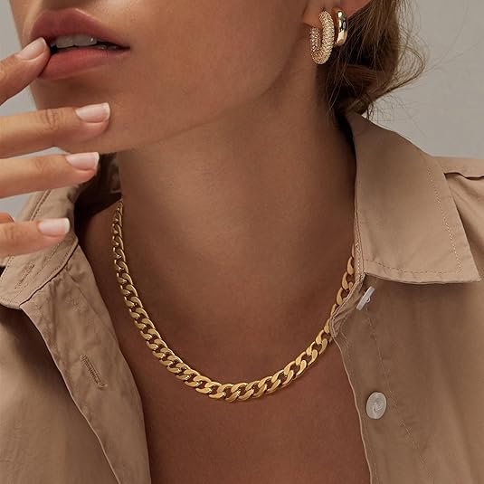 Chunky Cubano Eslabón Collar | Oro