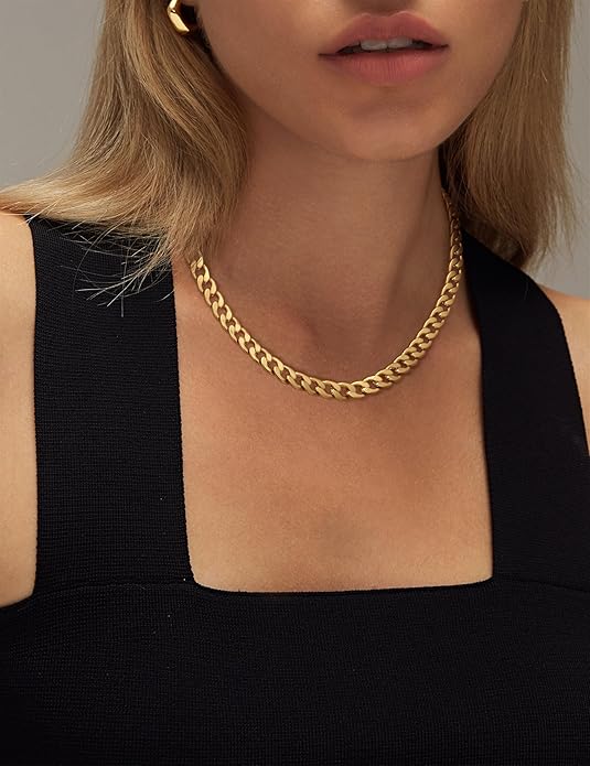Chunky Cubano Eslabón Collar | Oro