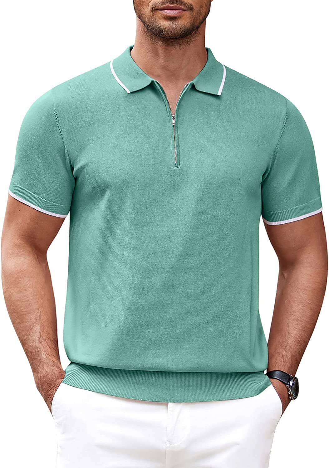 Polo Clásico de Manga Corta con Cremallera