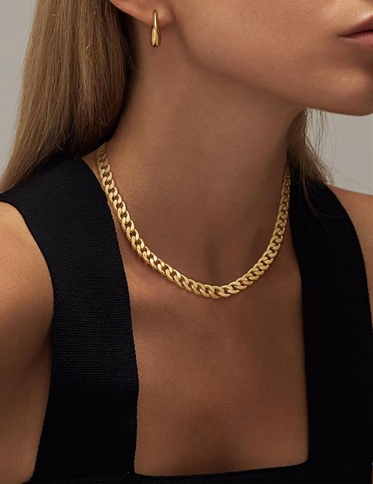 Chunky Cubano Eslabón Collar | Oro