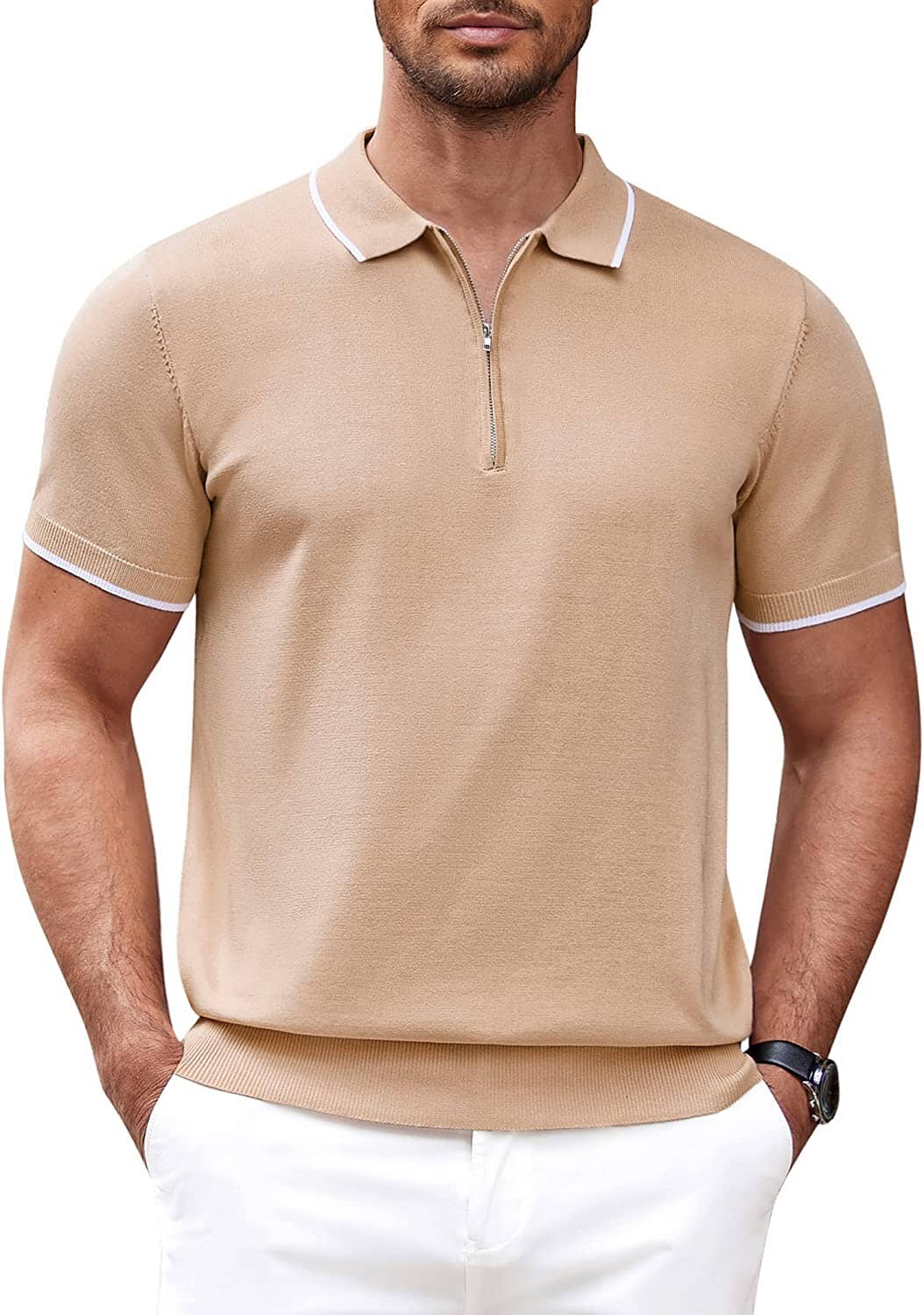 Polo Clásico de Manga Corta con Cremallera