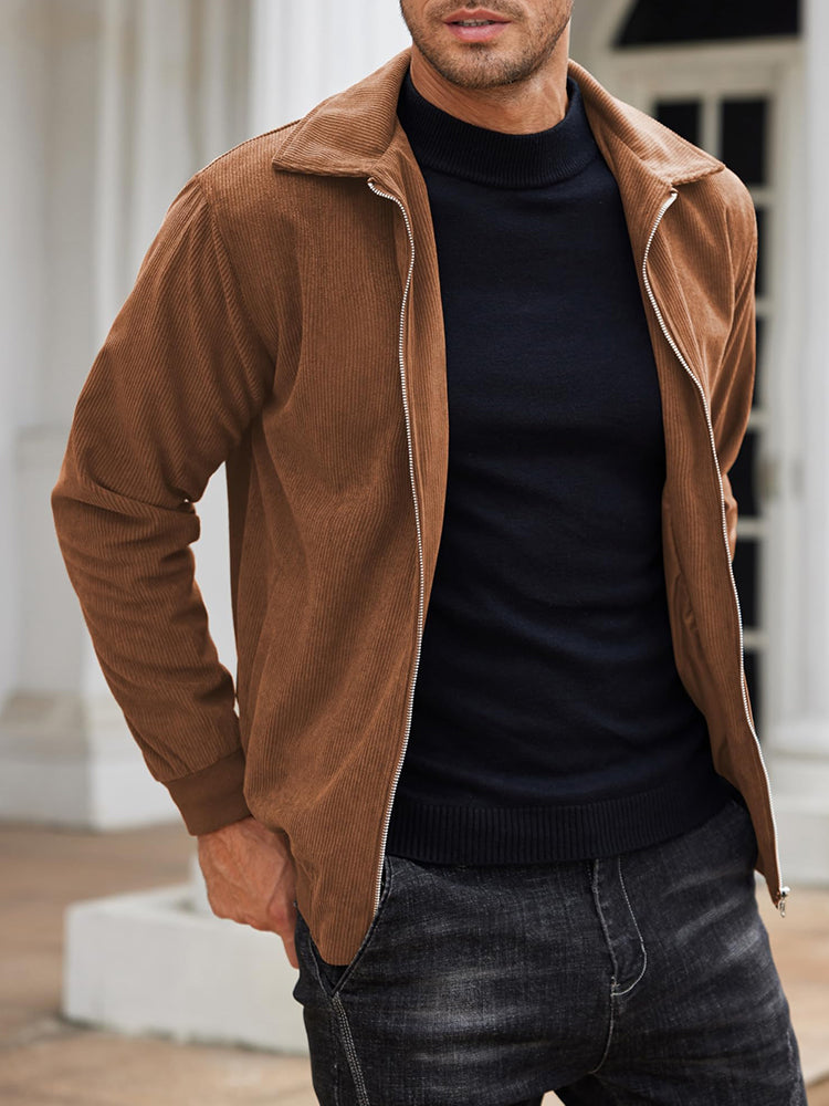 Chaqueta Bomber Informal de Pana con Cremallera