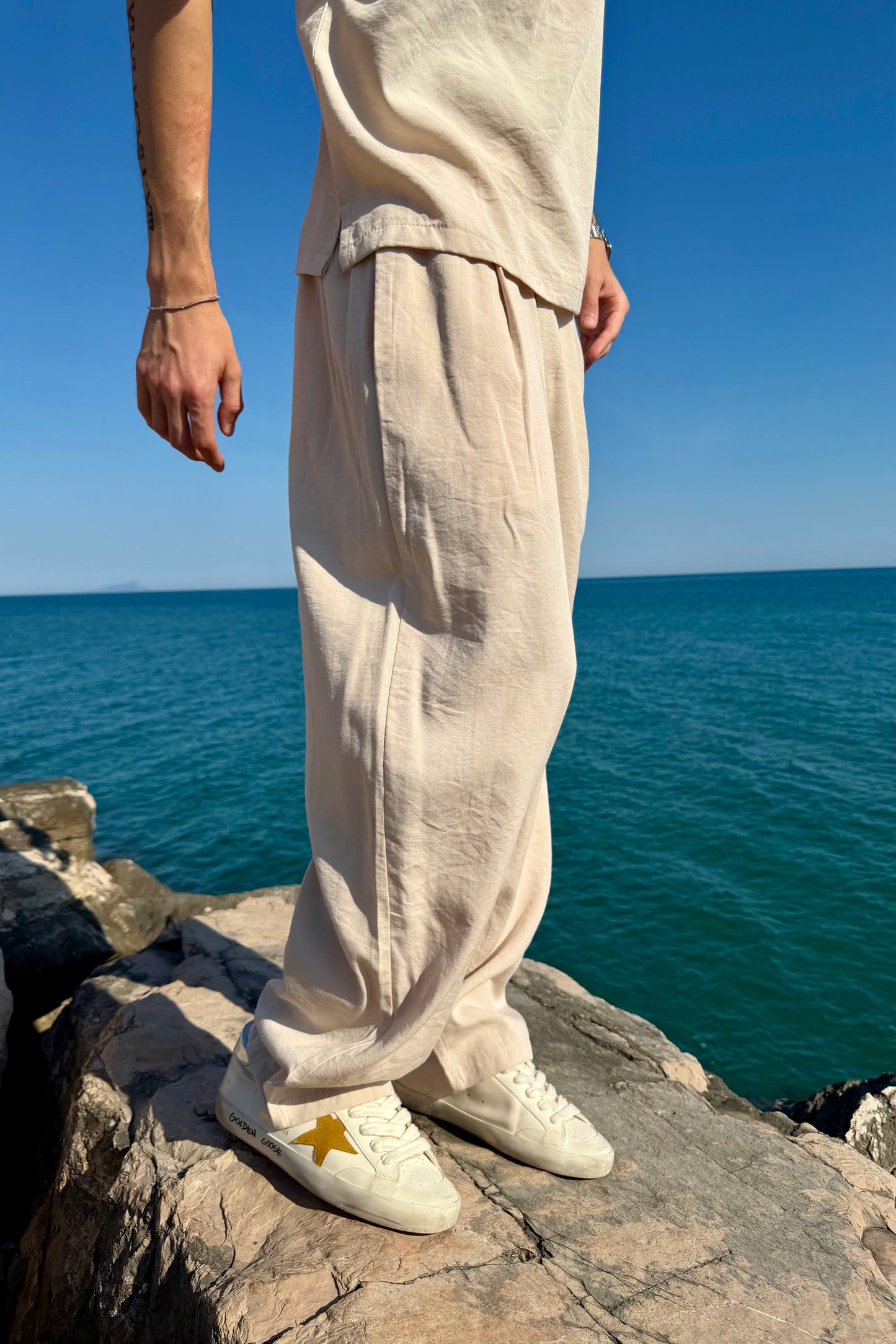 Pantalone Cancún In Lino Beige