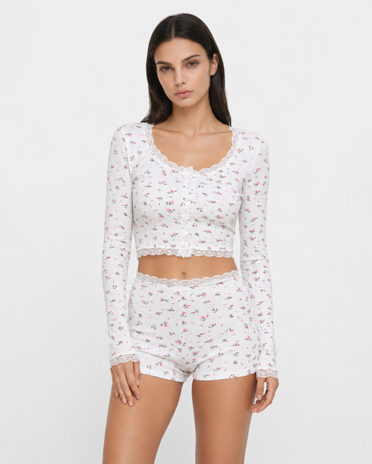 Conjunto de Pijama Floral Soft Girl