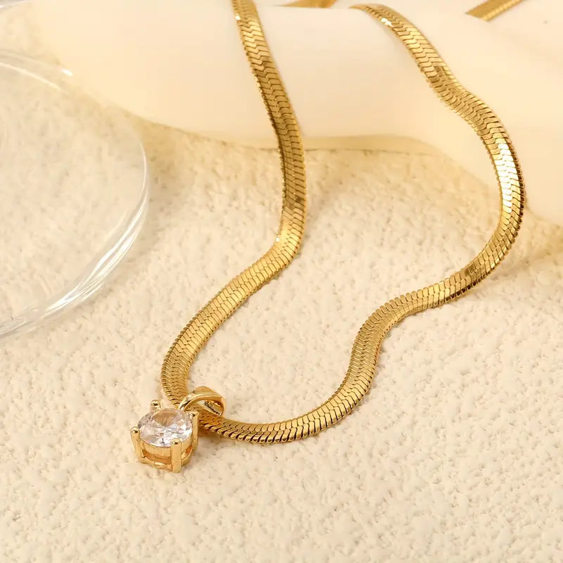 Elegante Rhinestone Colgante Collar | Oro