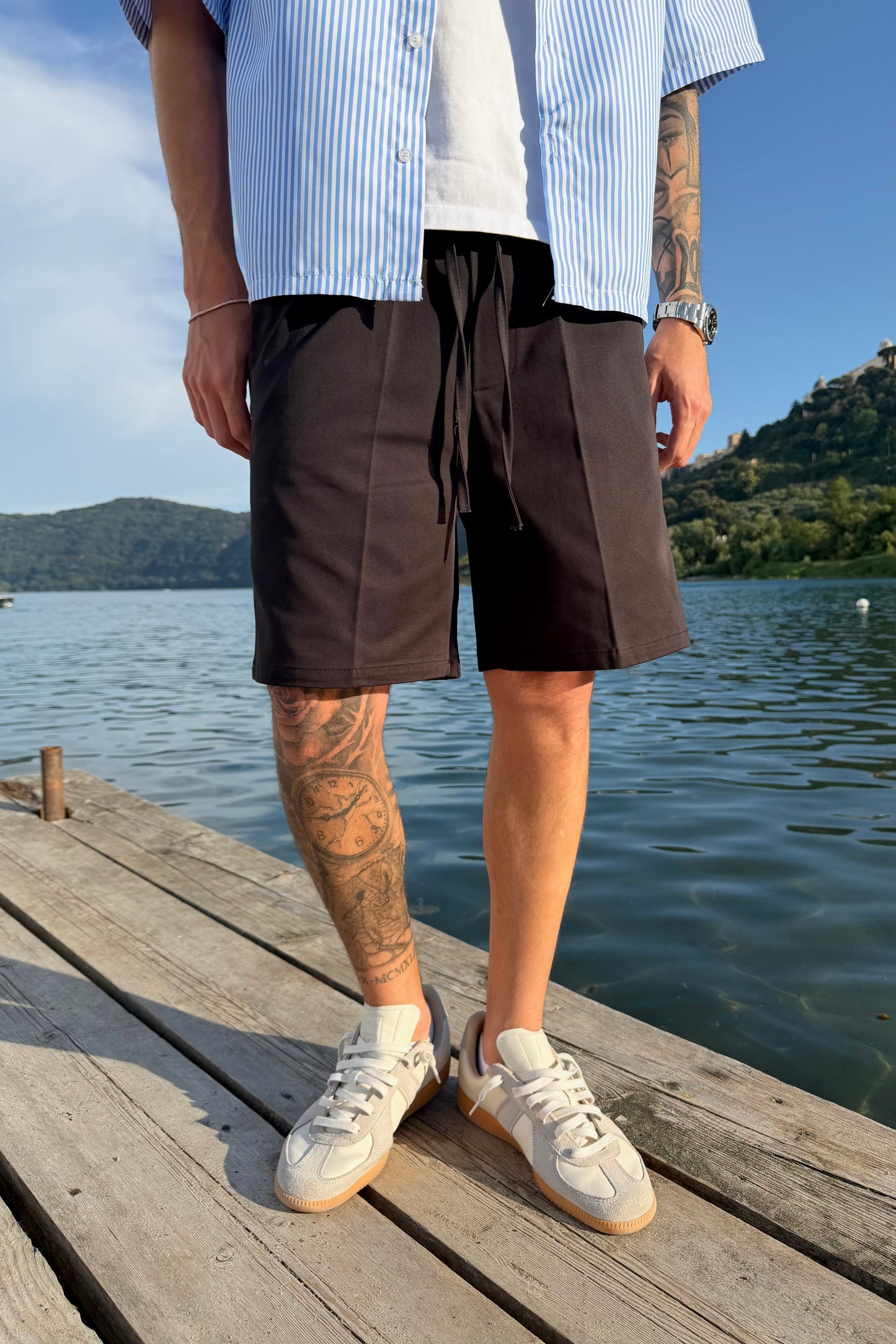 Pantaloncino In Bull Di Cotone Nero