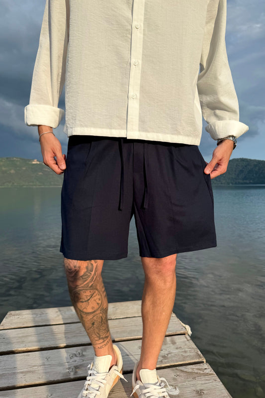 Pantalón Corto de Lino Azul Noche